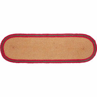 Poinsettia Jute Stair Tread Oval Latex 8.5x27 VHC Brands - The Fox Decor