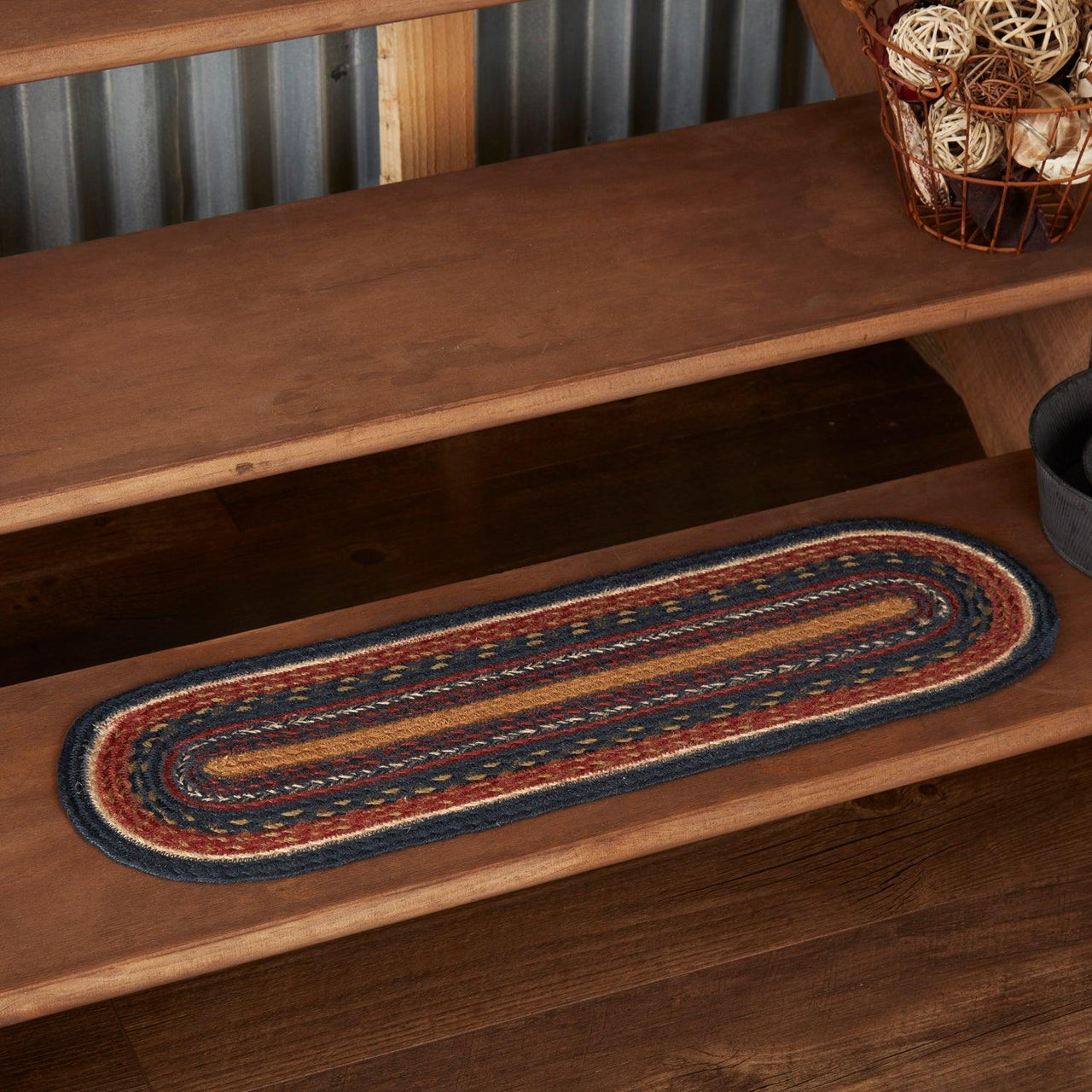 Stratton Jute Stair Tread Oval Latex 8.5x27 VHC Brands - The Fox Decor