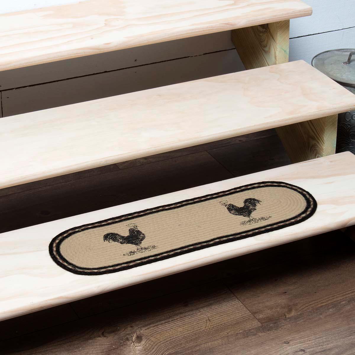 Sawyer Mill Charcoal Poultry Jute Stair Tread Oval Latex 8.5x27 VHC Brands - The Fox Decor