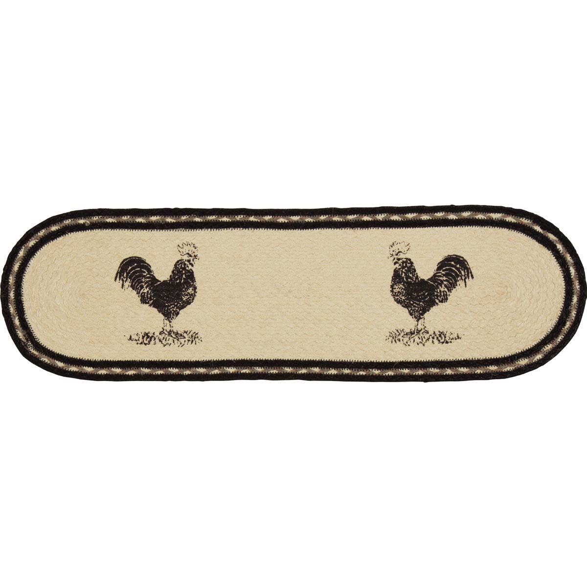 Sawyer Mill Charcoal Poultry Jute Stair Tread Oval Latex 8.5x27 VHC Brands - The Fox Decor