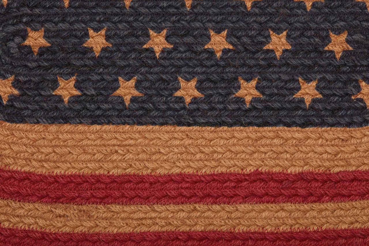 Liberty Stars Flag Jute Stair Tread Oval Latex 8.5x27 VHC Brands - The Fox Decor