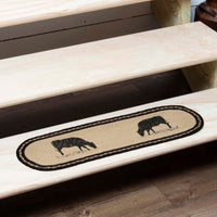 Thumbnail for Sawyer Mill Charcoal Cow Jute Stair Tread Oval Latex 8.5x27 VHC Brands