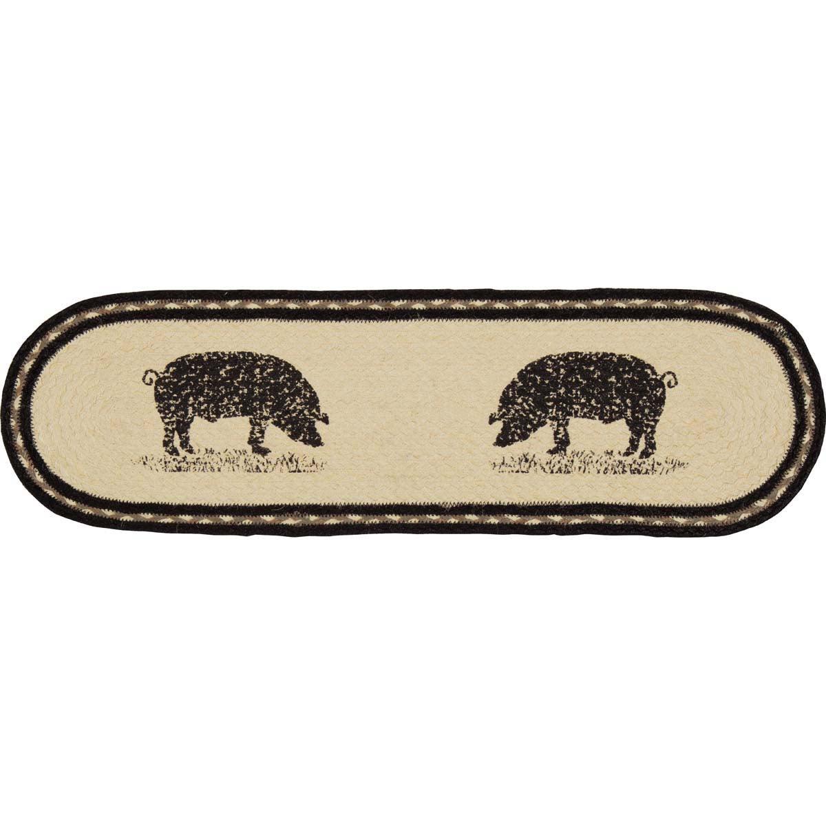 Sawyer Mill Charcoal Pig Jute Stair Tread Oval Latex 8.5x27 VHC Brands - The Fox Decor