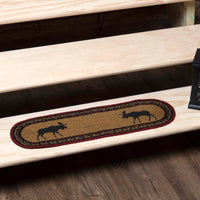 Thumbnail for Cumberland Stenciled Moose Jute Stair Tread Oval Latex 8.5x27 VHC Brands