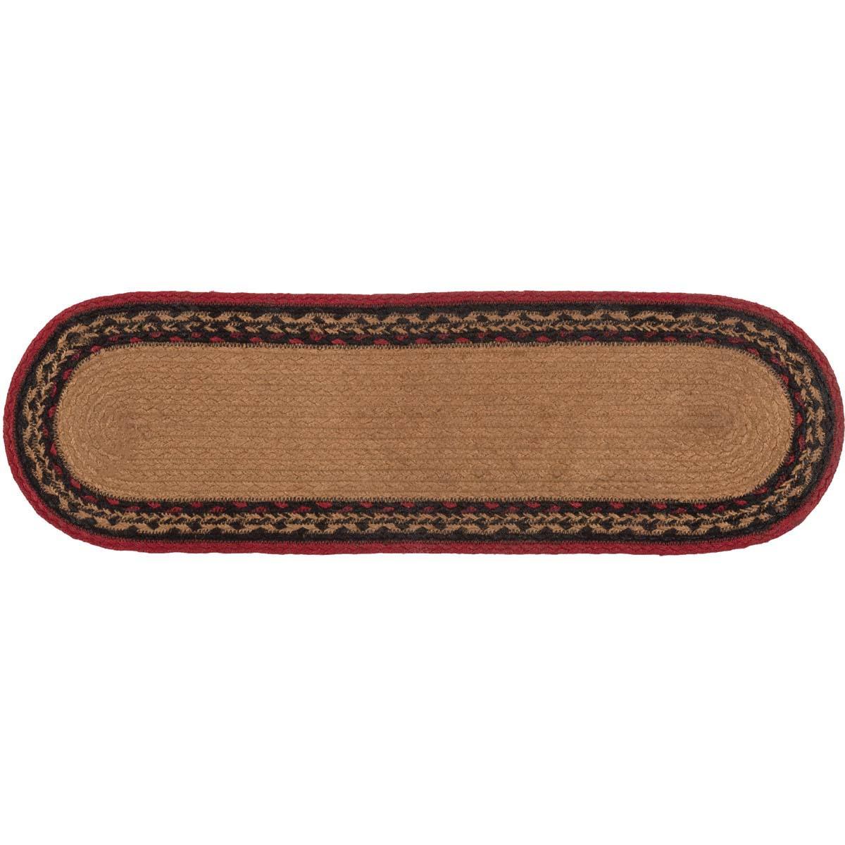 Cumberland Stenciled Moose Jute Stair Tread Oval Latex 8.5x27 VHC Brands - The Fox Decor