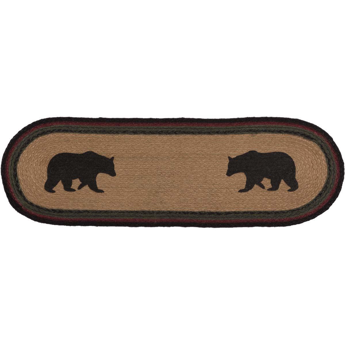 Wyatt Stenciled Bear Jute Stair Tread Oval Latex 8.5x27 VHC Brands - The Fox Decor