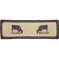 Thumbnail for Sawyer Mill Charcoal Cow Jute Stair Tread Rect Latex 8.5x27 VHC Brands
