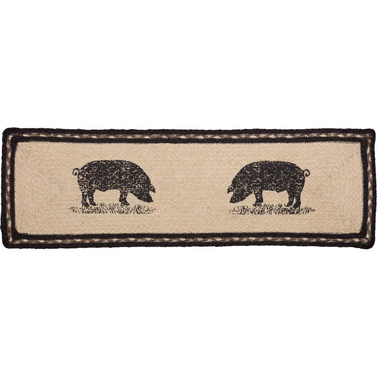 Sawyer Mill Charcoal Pig Jute Stair Tread Rect Latex 8.5x27 VHC Brands - The Fox Decor