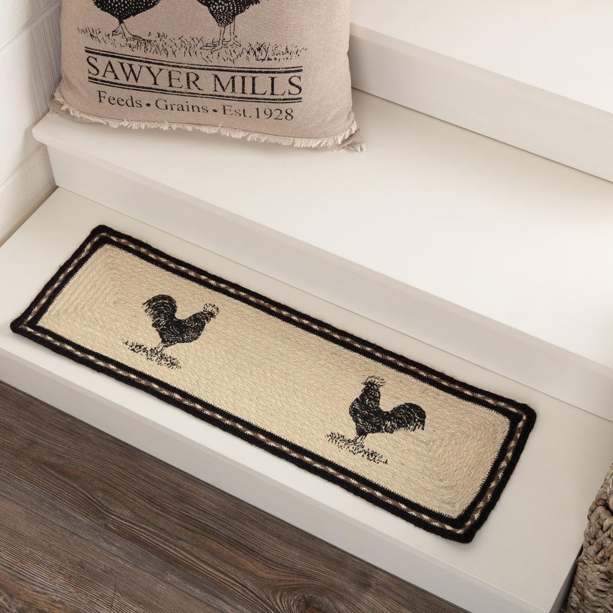 Sawyer Mill Charcoal Poultry Jute Stair Tread Rect Latex 8.5x27 VHC Brands - The Fox Decor