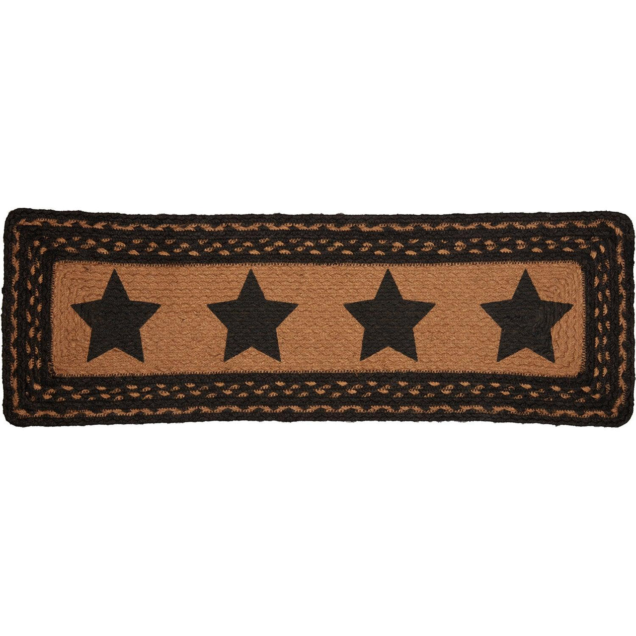 Farmhouse Jute Stair Tread Stencil Stars Rect Latex 8.5x27 VHC Brands