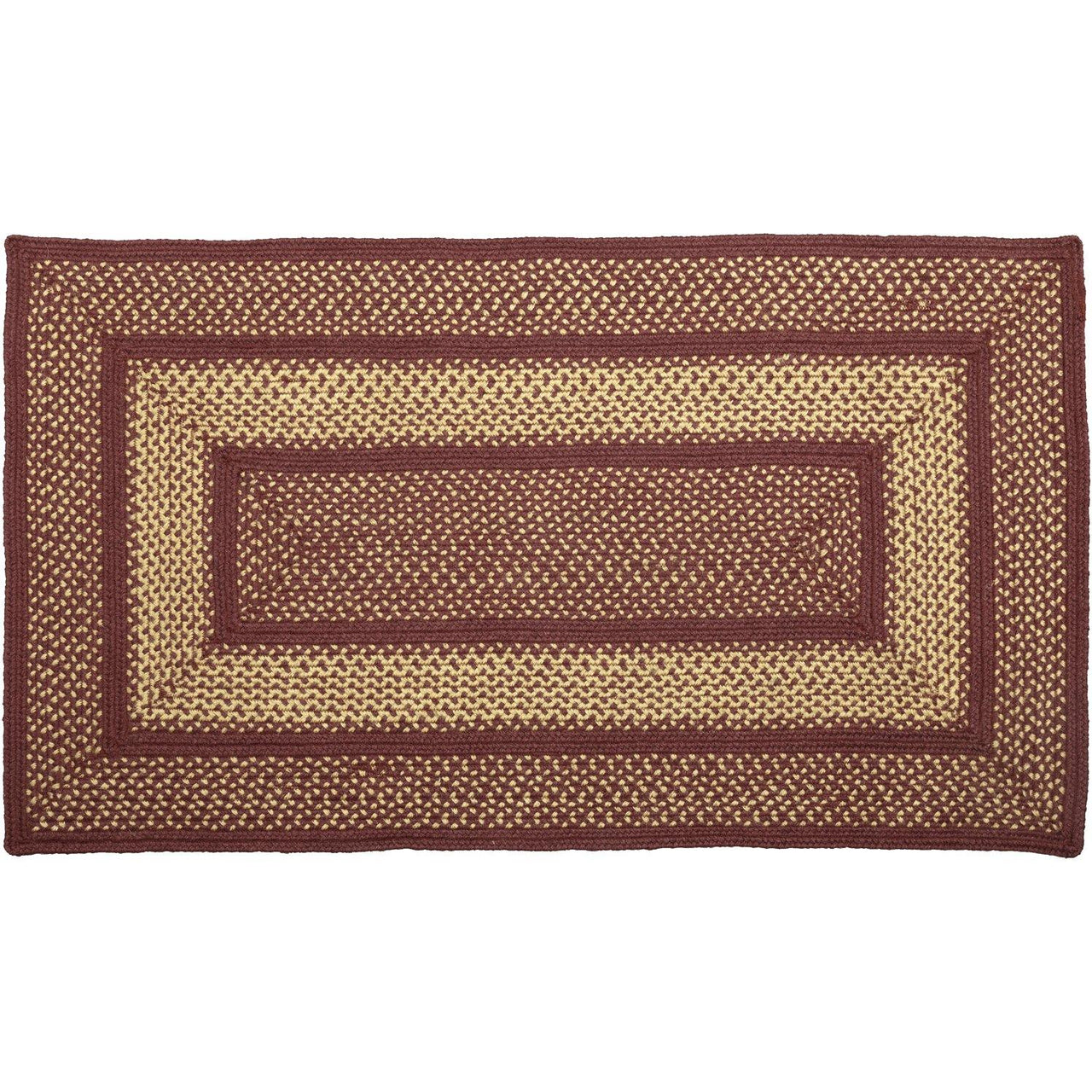 Burgundy Red Primitive Jute Braided Rug Rect 27"x48" with Rug Pad VHC Brands - The Fox Decor