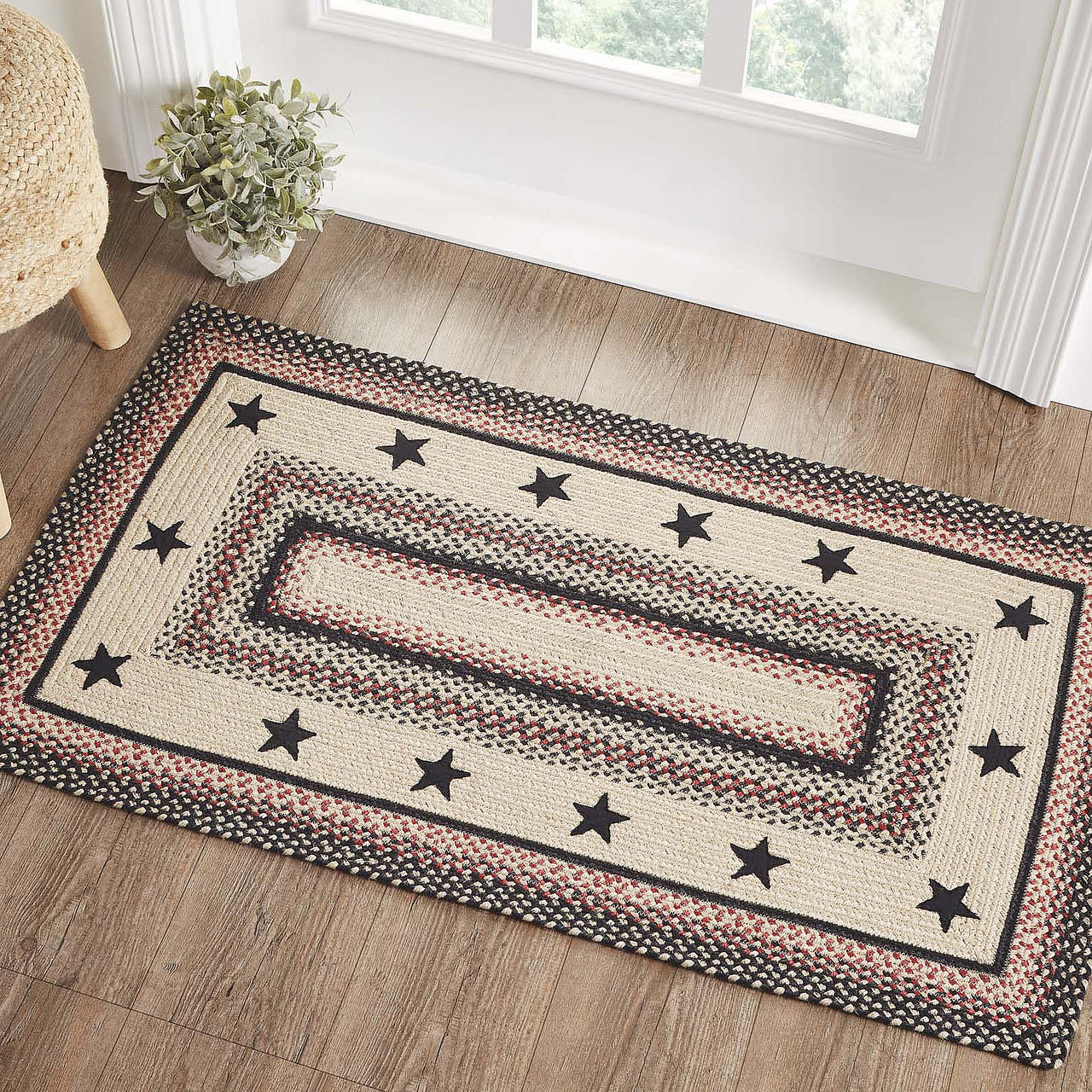 Colonial Star Jute Braided Rug Rect with Rug Pad 27"x48" VHC Brands - The Fox Decor