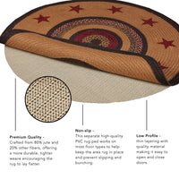 Thumbnail for Potomac Jute Braided Rug Round Stencil Stars 6ft with Rug Pad VHC Brands