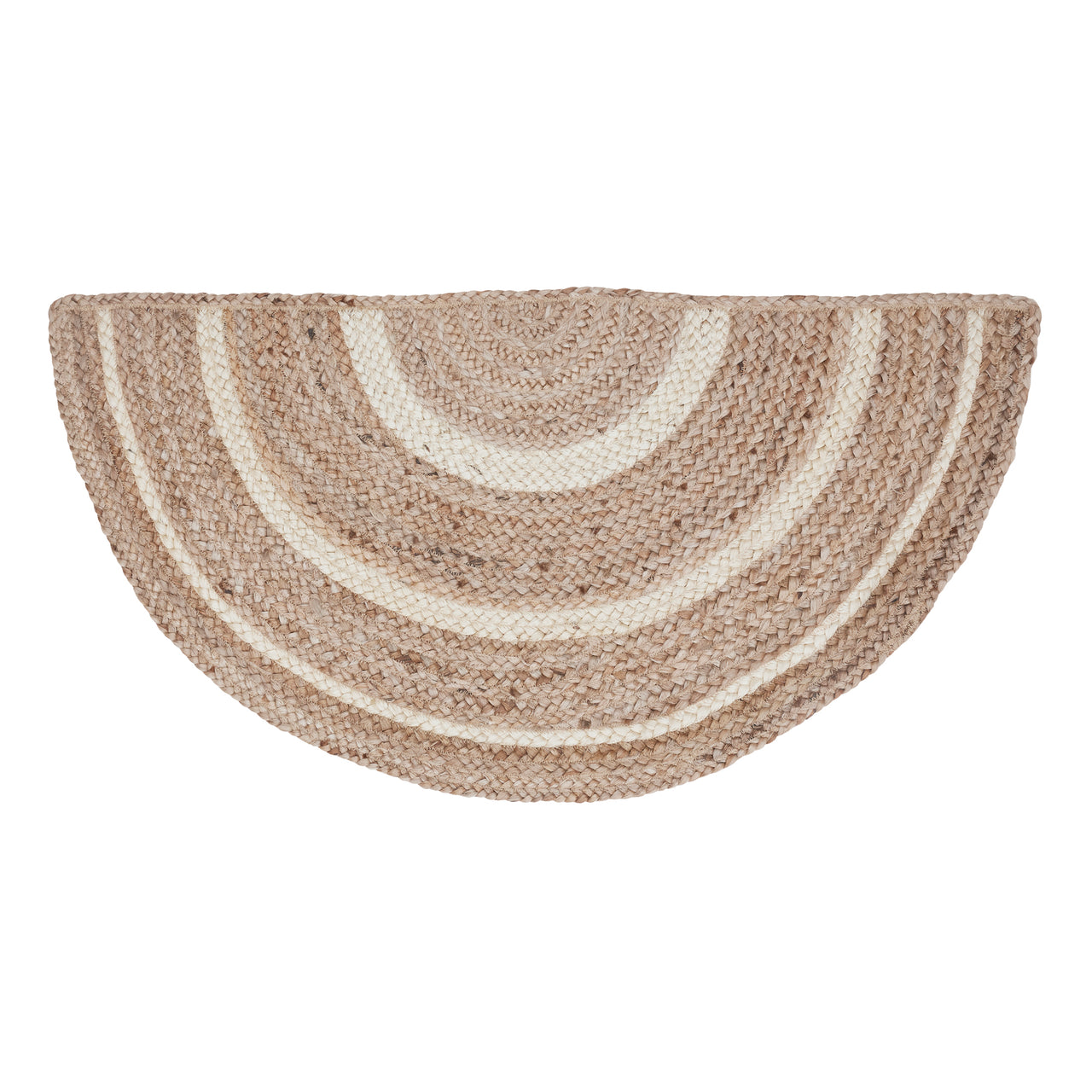 Natural & Creme Jute Braided Rug Half Circle with Rug Pad 16.5"x33" VHC Brands