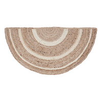 Thumbnail for Natural & Creme Jute Braided Rug Half Circle with Rug Pad 16.5