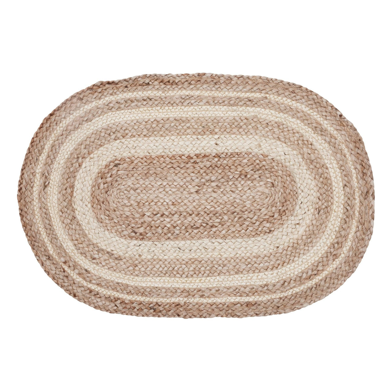 Natural & Creme Jute Braided Rugs Oval with Rug Pads VHC Brands