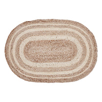 Thumbnail for Natural & Creme Jute Braided Rugs Oval with Rug Pads VHC Brands