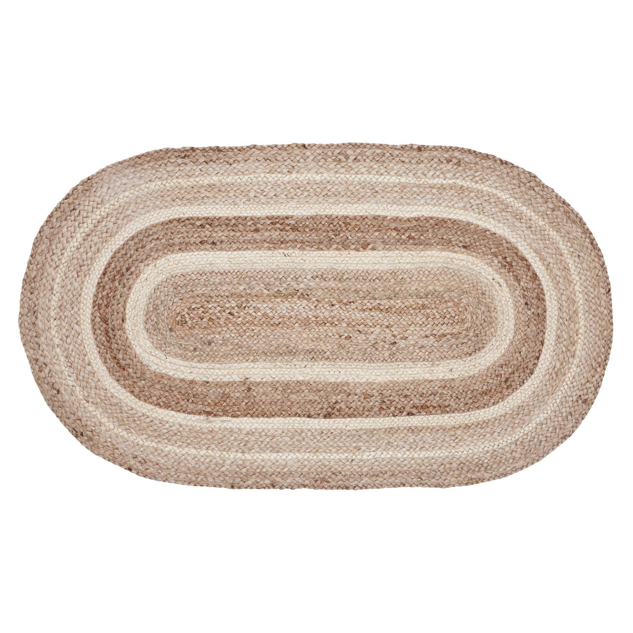 Natural & Creme Jute Braided Rugs Oval with Rug Pads VHC Brands - The Fox Decor