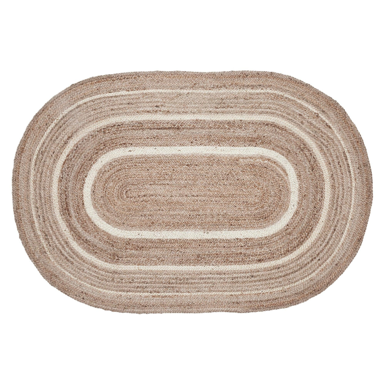 Natural & Creme Jute Braided Rugs Oval with Rug Pads VHC Brands