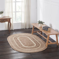 Thumbnail for Natural & Creme Jute Braided Rugs Oval with Rug Pads VHC Brands - The Fox Decor