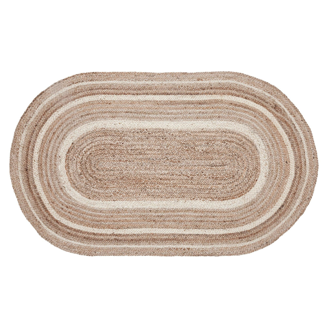 Natural & Creme Jute Braided Rugs Oval with Rug Pads VHC Brands - The Fox Decor