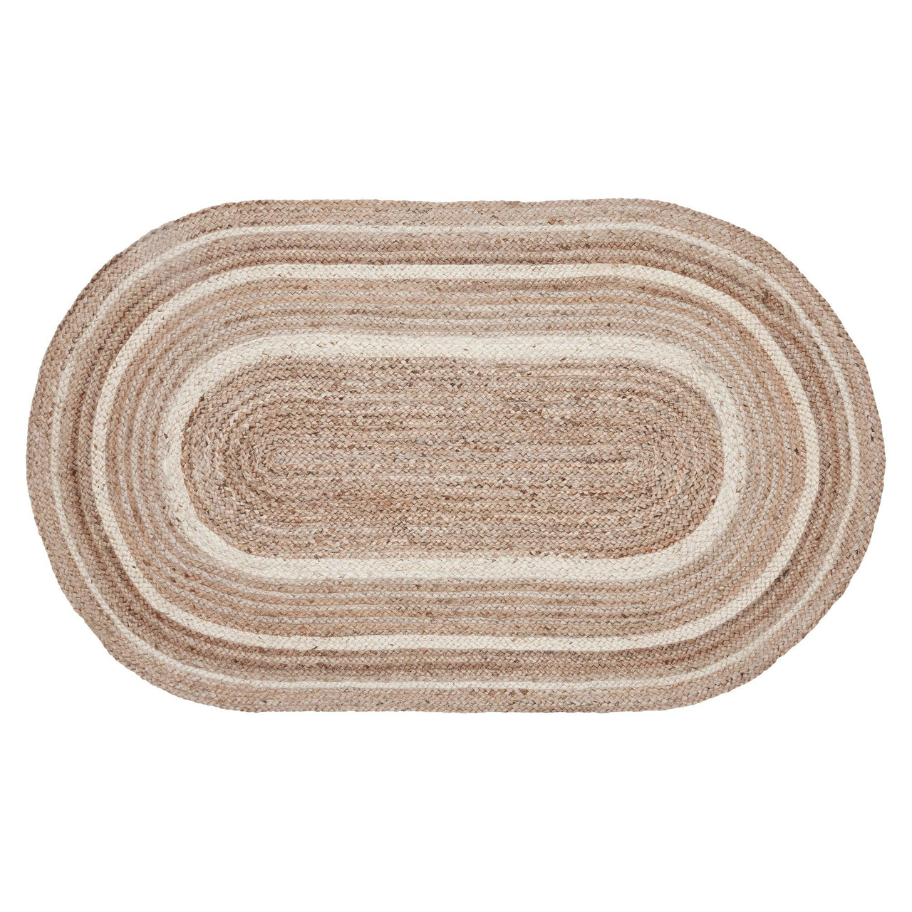 Natural & Creme Jute Braided Rugs Oval with Rug Pads VHC Brands