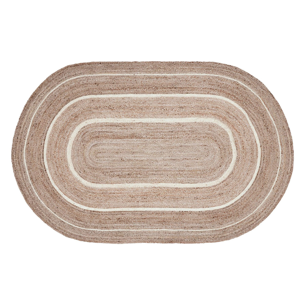 Natural & Creme Jute Braided Rugs Oval with Rug Pads VHC Brands - The Fox Decor