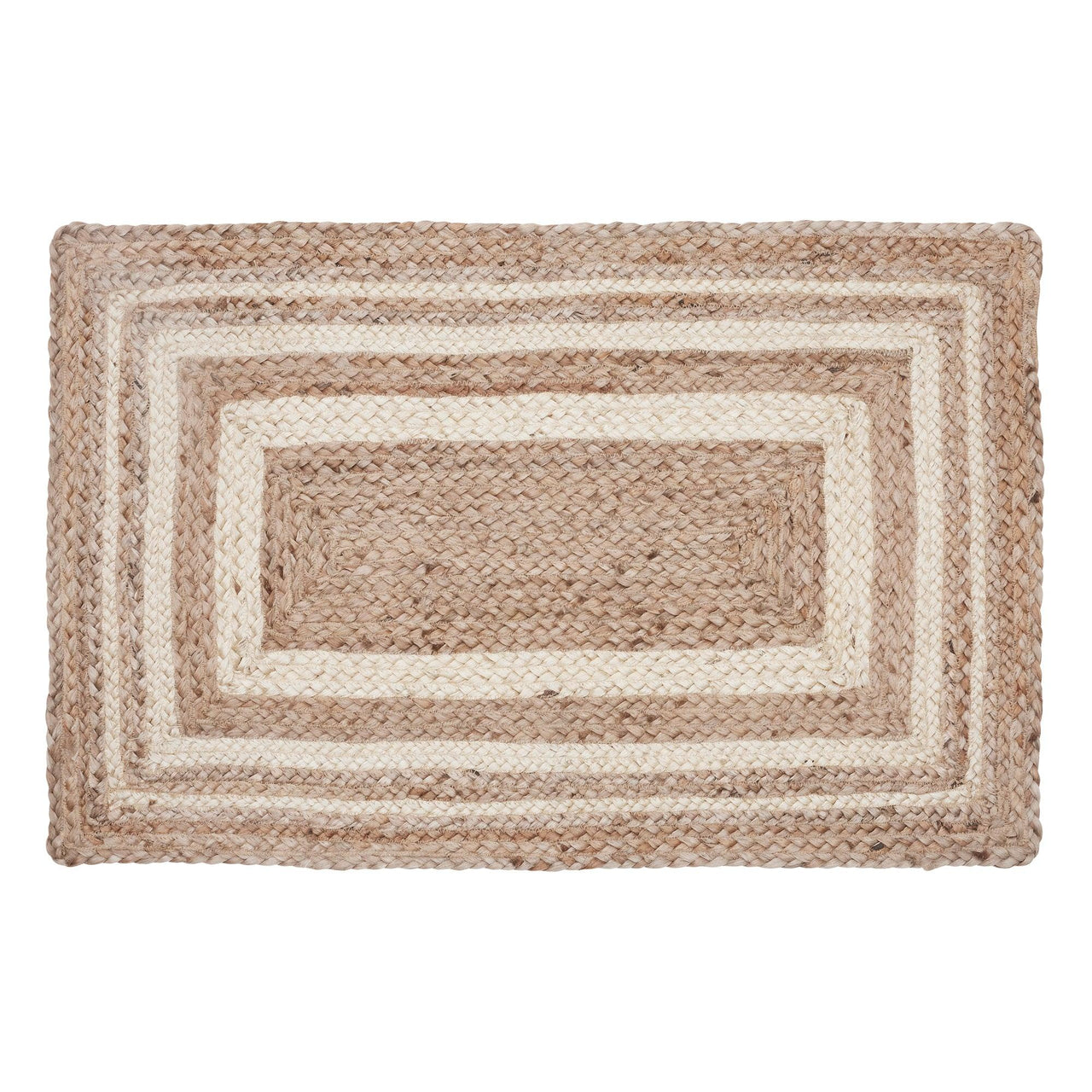 Natural & Creme Jute Braided Rugs Rect with Rug Pads VHC Brands