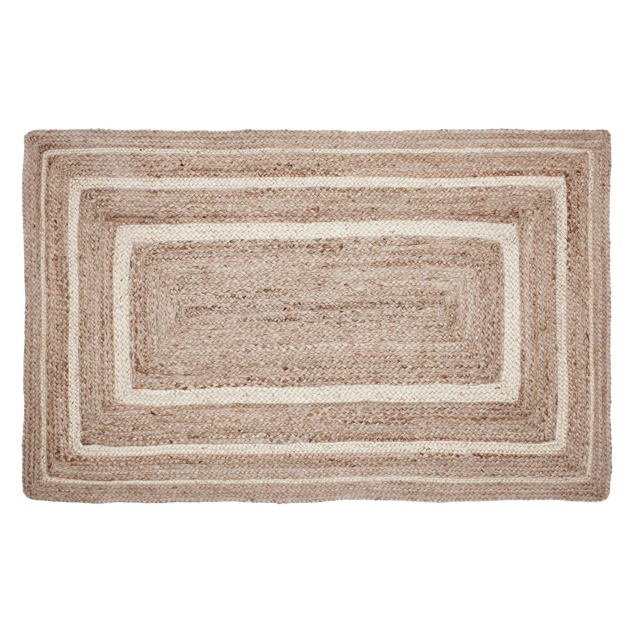 Natural & Creme Jute Braided Rugs Rect with Rug Pads VHC Brands