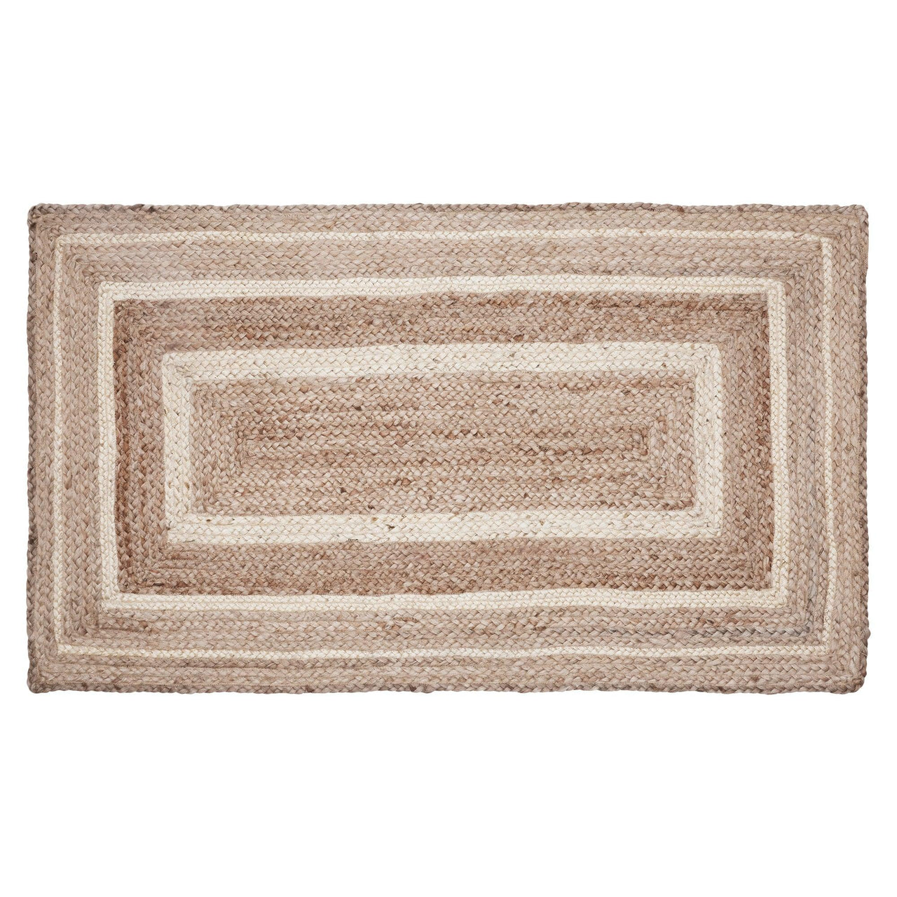 Natural & Creme Jute Braided Rugs Rect with Rug Pads VHC Brands