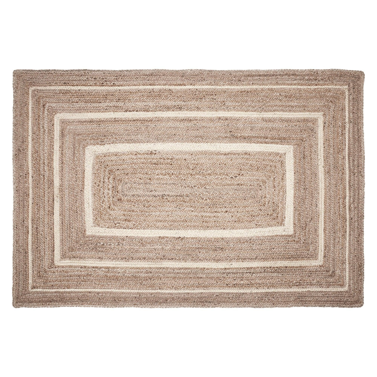 Natural & Creme Jute Braided Rugs Rect with Rug Pads VHC Brands