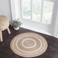 Thumbnail for Natural & Creme Jute Round Braided Rugs with Rug Pads VHC Brands - The Fox Decor