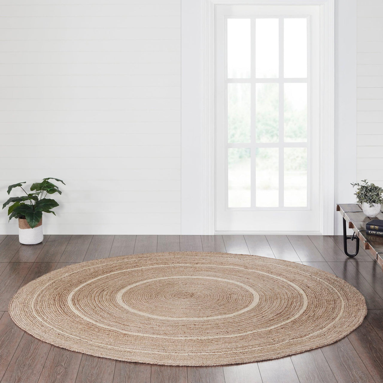 Natural & Creme Jute Round Braided Rugs with Rug Pads VHC Brands - The Fox Decor