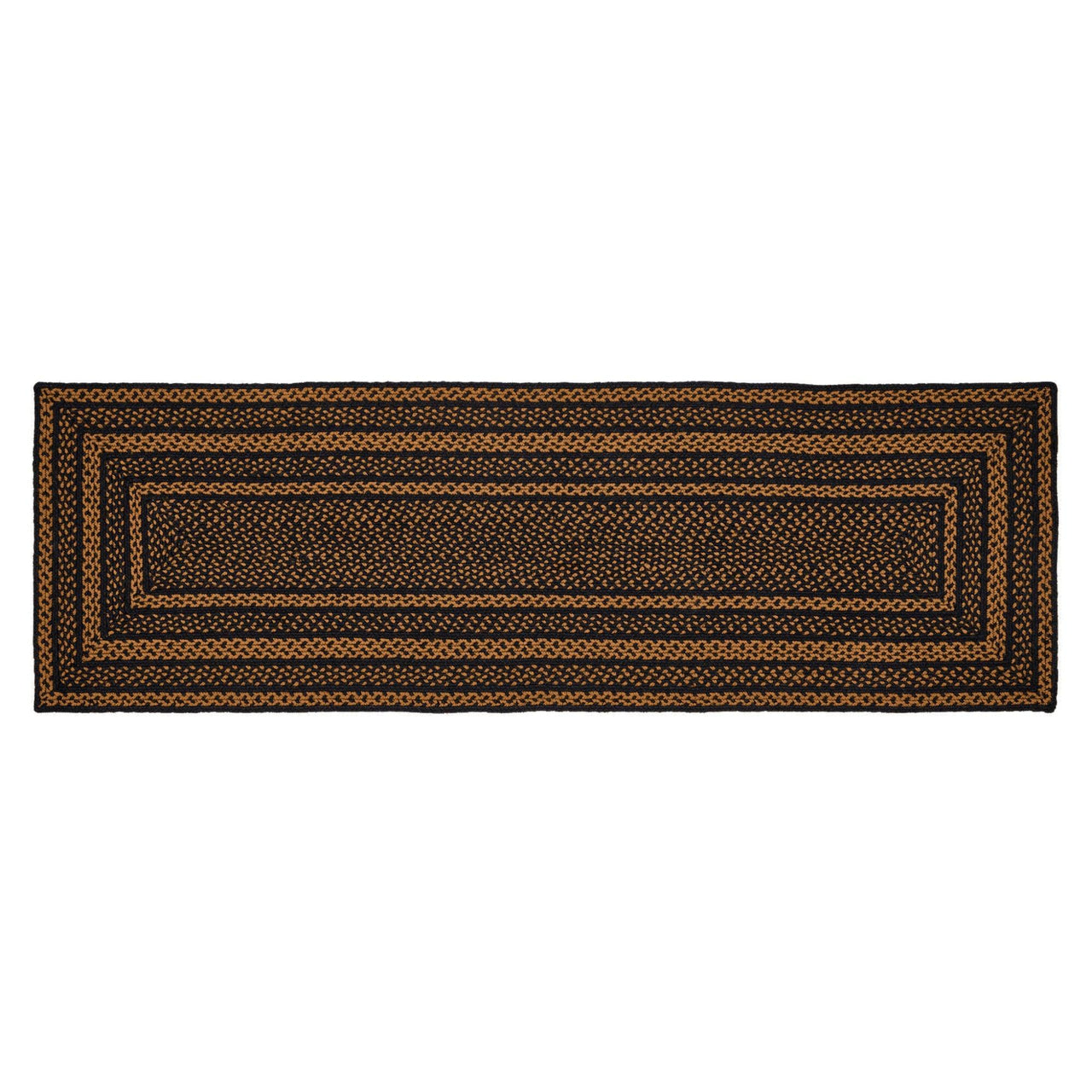 Black & Tan Jute Braided Rug/Runner Rect. with Rug Pad 2'x6.5' VHC Brands - The Fox Decor