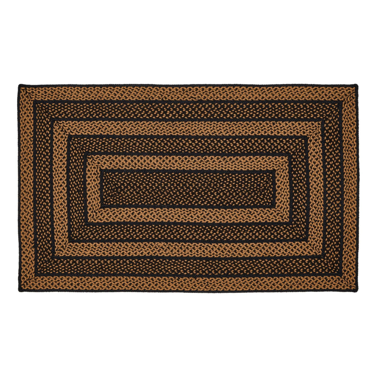 Black & Tan Jute Braided Rug Rect. with Rug Pad 3'x5' VHC Brands - The Fox Decor