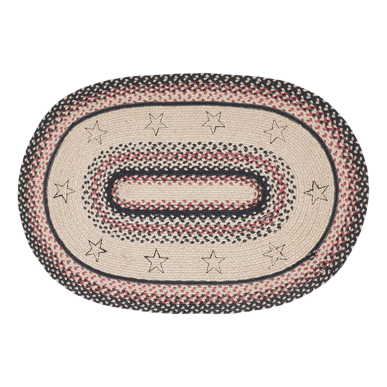 Colonial Star Jute Braided Rug Oval with Rug Pad 2'x3' VHC Brands