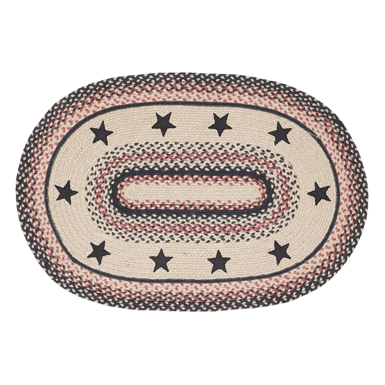 Colonial Star Jute Braided Rug Oval with Rug Pad 2'x3' VHC Brands - The Fox Decor