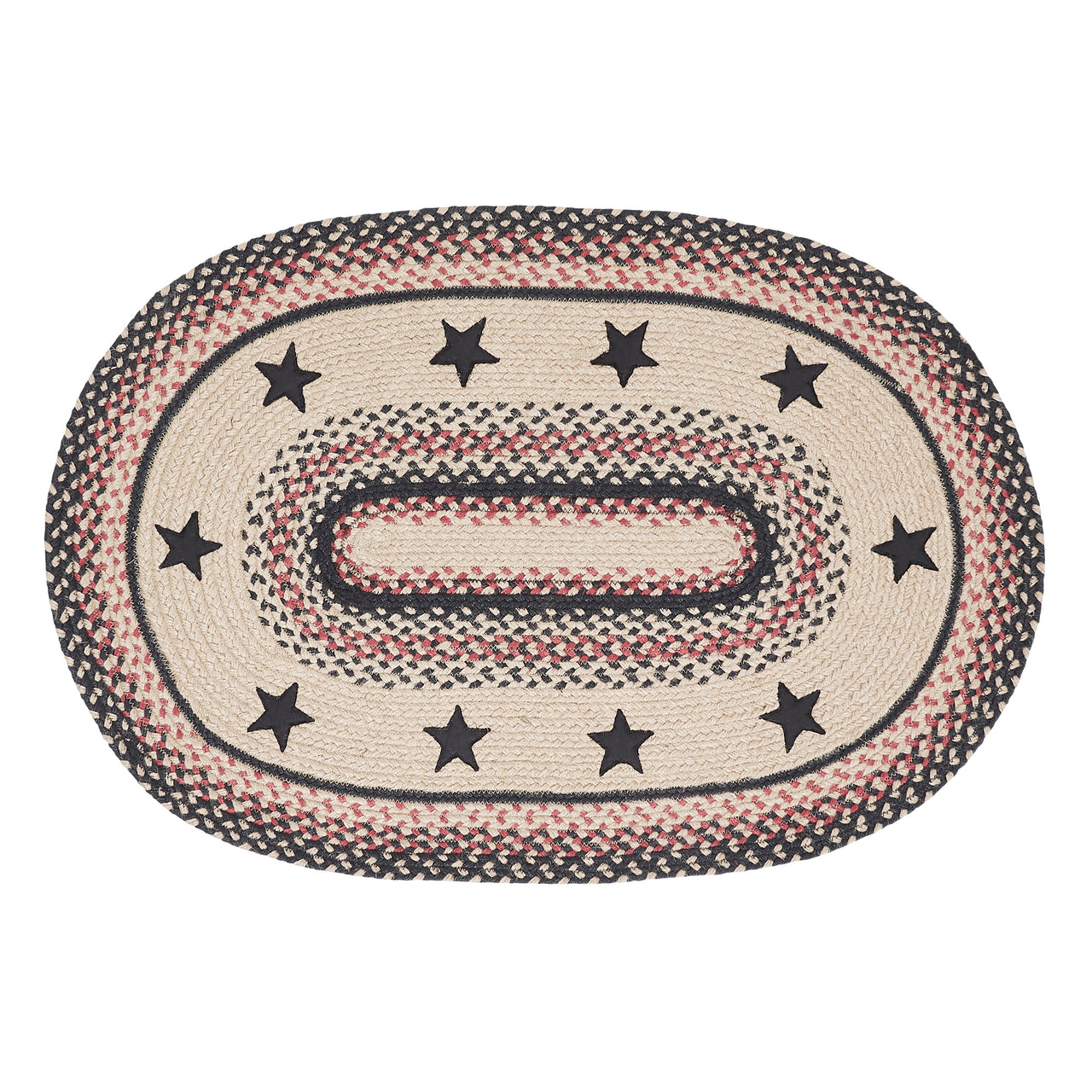 Colonial Star Jute Braided Rug Oval with Rug Pad 2'x3' VHC Brands