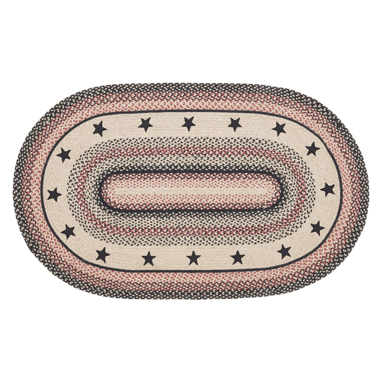 Colonial Star Jute Braided Rug Oval with Rug Pad 3'x5' VHC Brands - The Fox Decor