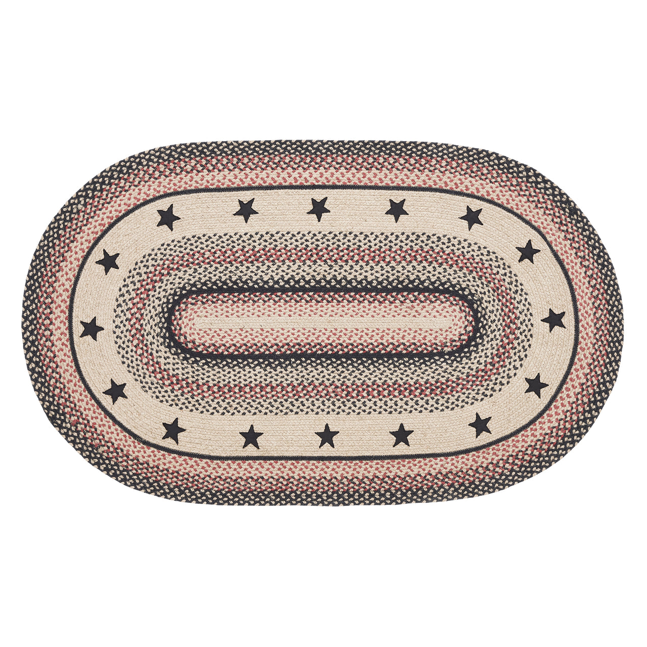 Colonial Star Jute Braided Rug Oval with Rug Pad 3'x5' VHC Brands