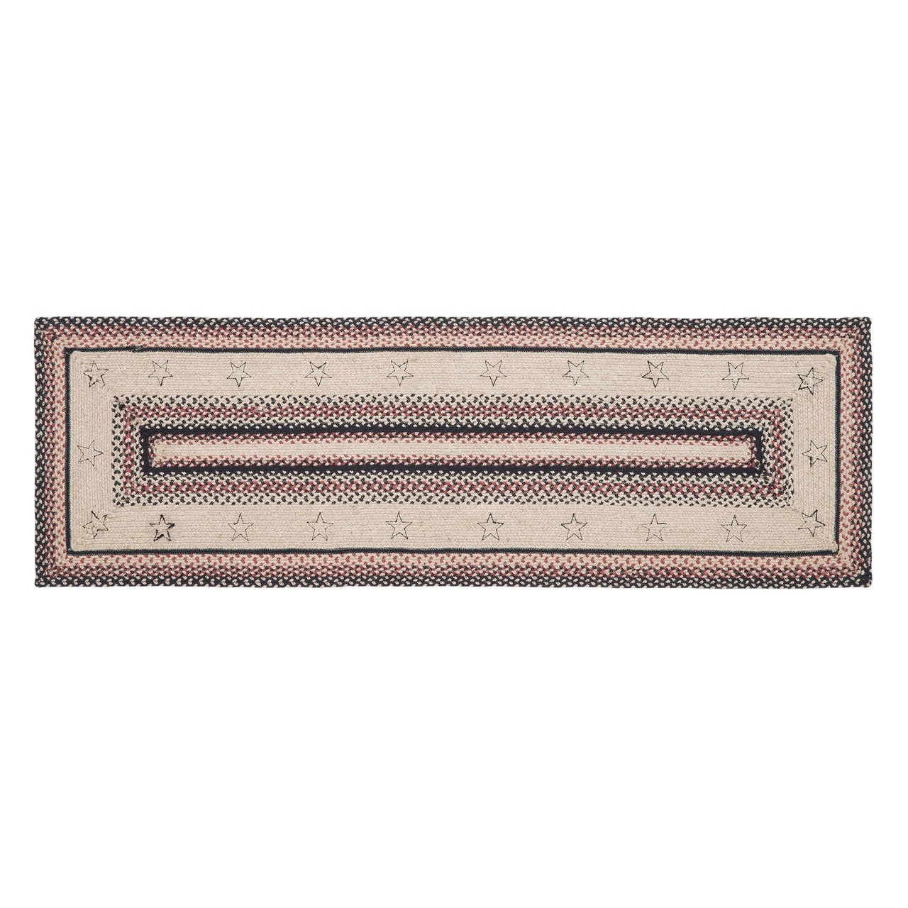 Colonial Star Jute Braided Rug/Runner Rect. with Rug Pad 2'x6.5' VHC Brands - The Fox Decor