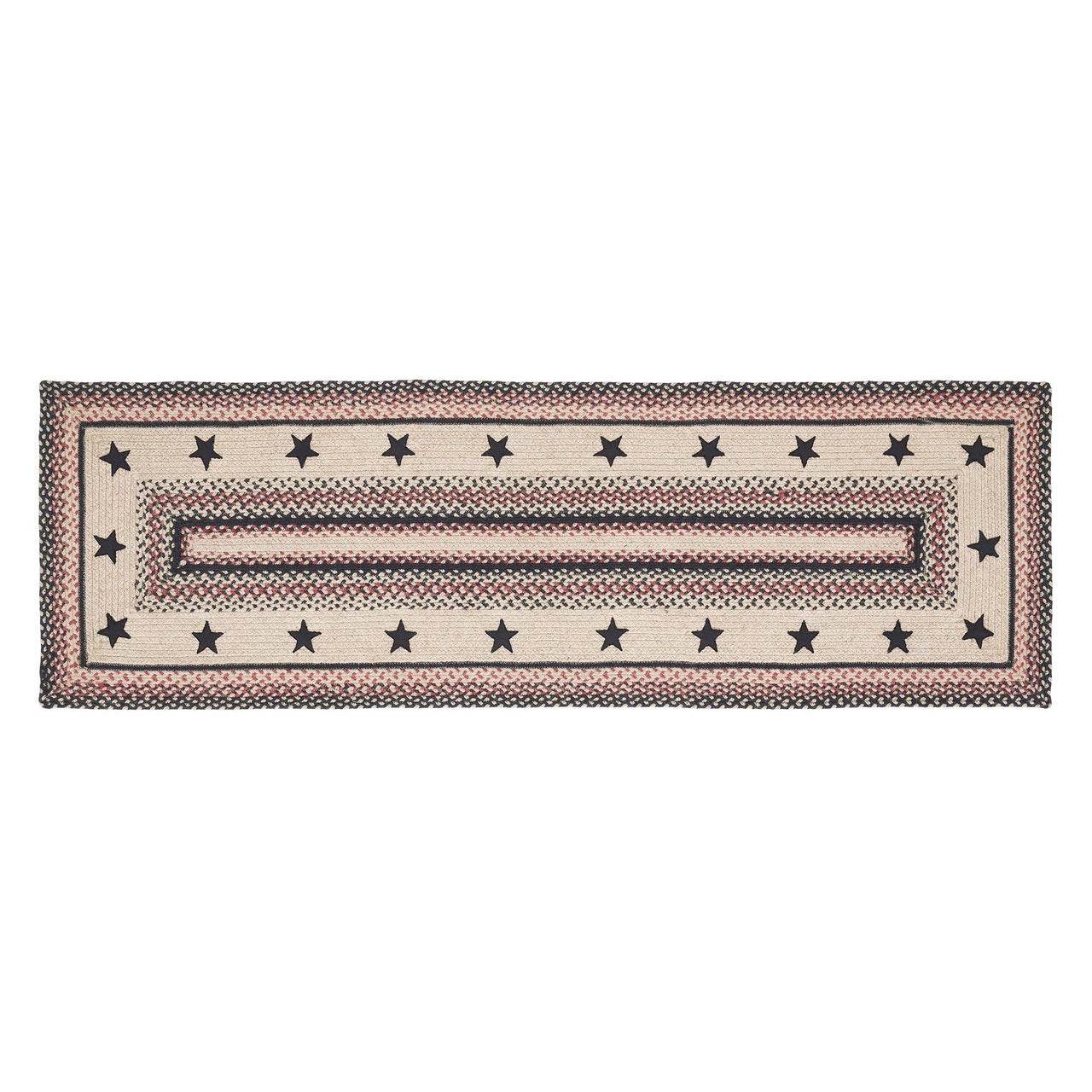 Colonial Star Jute Braided Rug/Runner Rect. with Rug Pad 2'x6.5' VHC Brands - The Fox Decor
