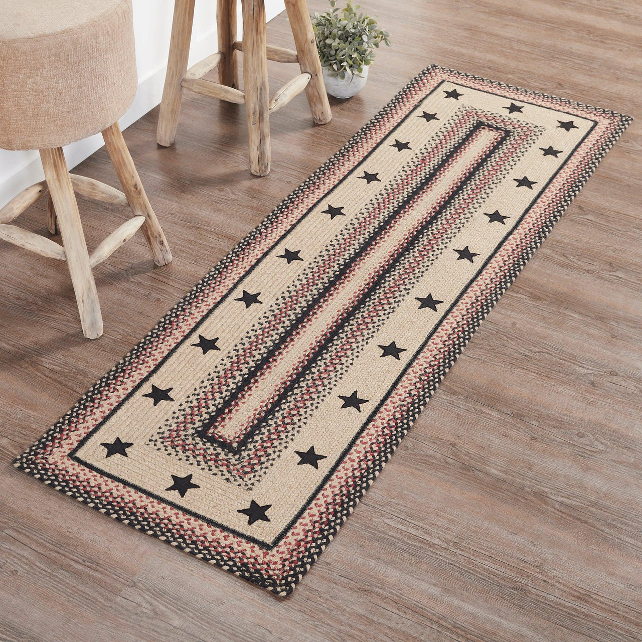 Colonial Star Jute Braided Rug/Runner Rect. with Rug Pad 2'x6.5' VHC Brands - The Fox Decor
