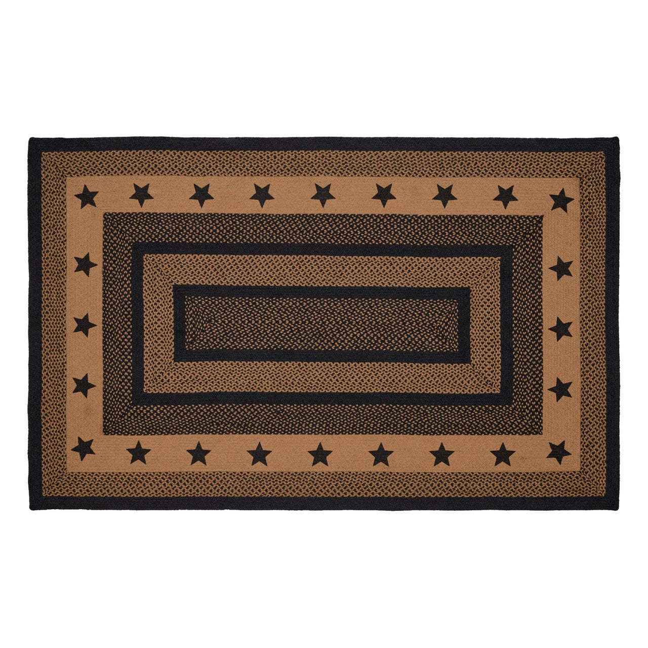 Farmhouse Jute Braided Rug Rect. Stencil Stars with Rug Pad 3'x5' VHC Brands - The Fox Decor