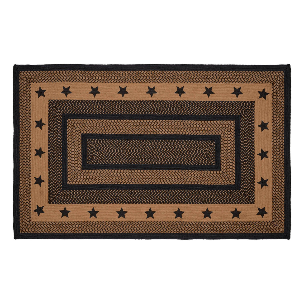 Farmhouse Jute Braided Rug Rect. Stencil Stars with Rug Pad 3'x5' VHC Brands