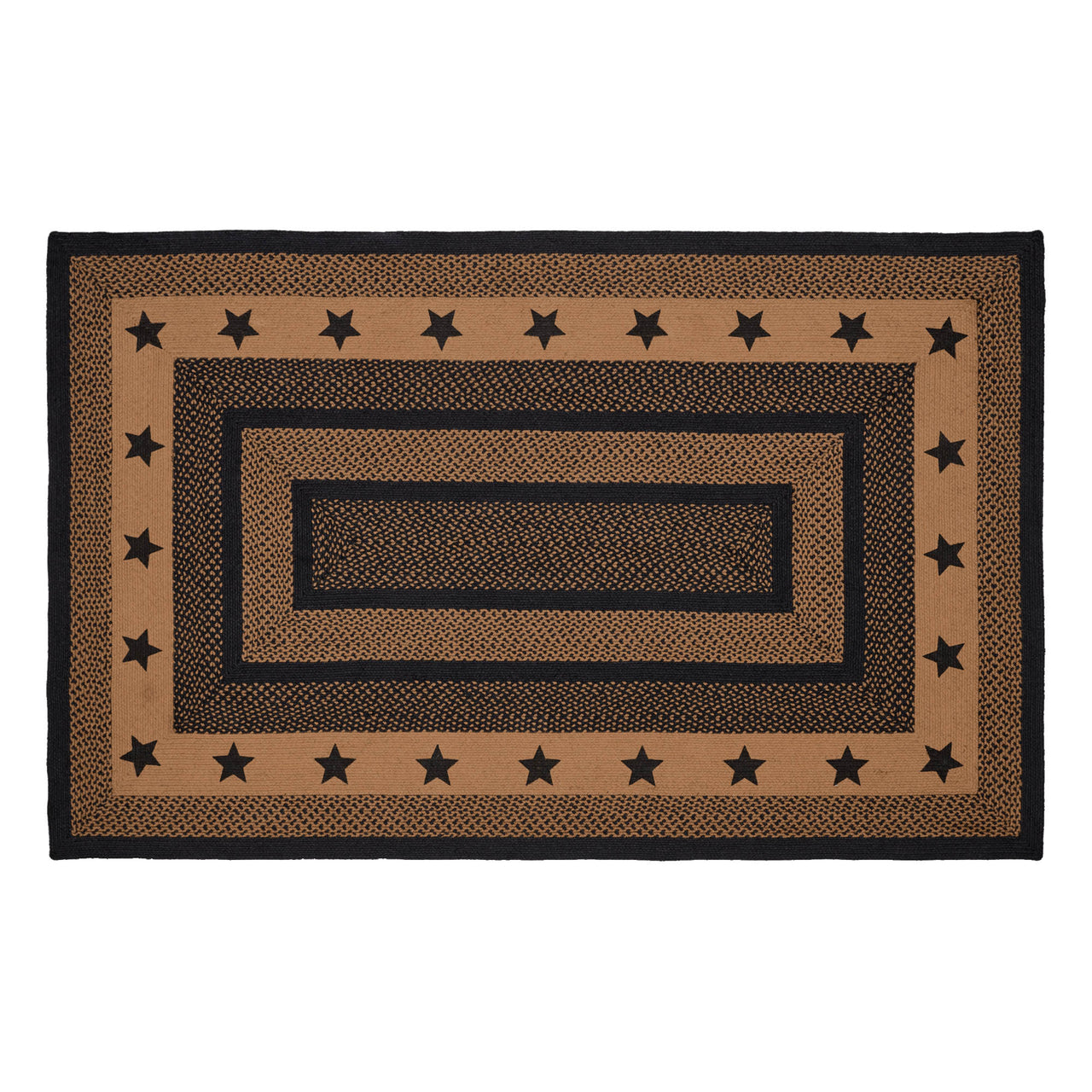 Farmhouse Jute Braided Rug Rect. Stencil Stars with Rug Pad 3'x5' VHC Brands