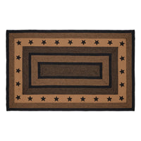 Thumbnail for Farmhouse Jute Braided Rug Rect. Stencil Stars with Rug Pad 3'x5' VHC Brands - The Fox Decor