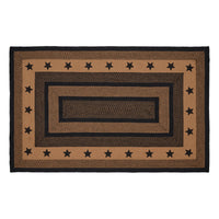 Thumbnail for Farmhouse Jute Braided Rug Rect. Stencil Stars with Rug Pad 3'x5' VHC Brands