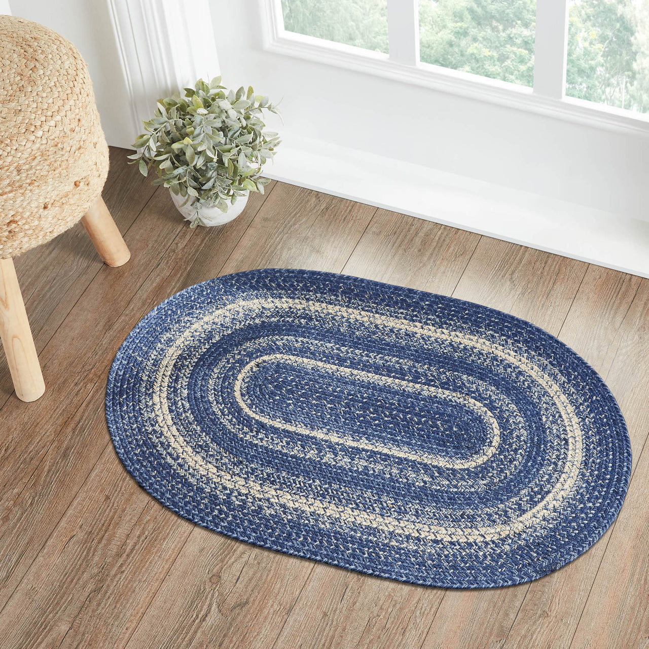 Great Falls Jute Braided Rug Oval with Rug Pad 2'x3' VHC Brands