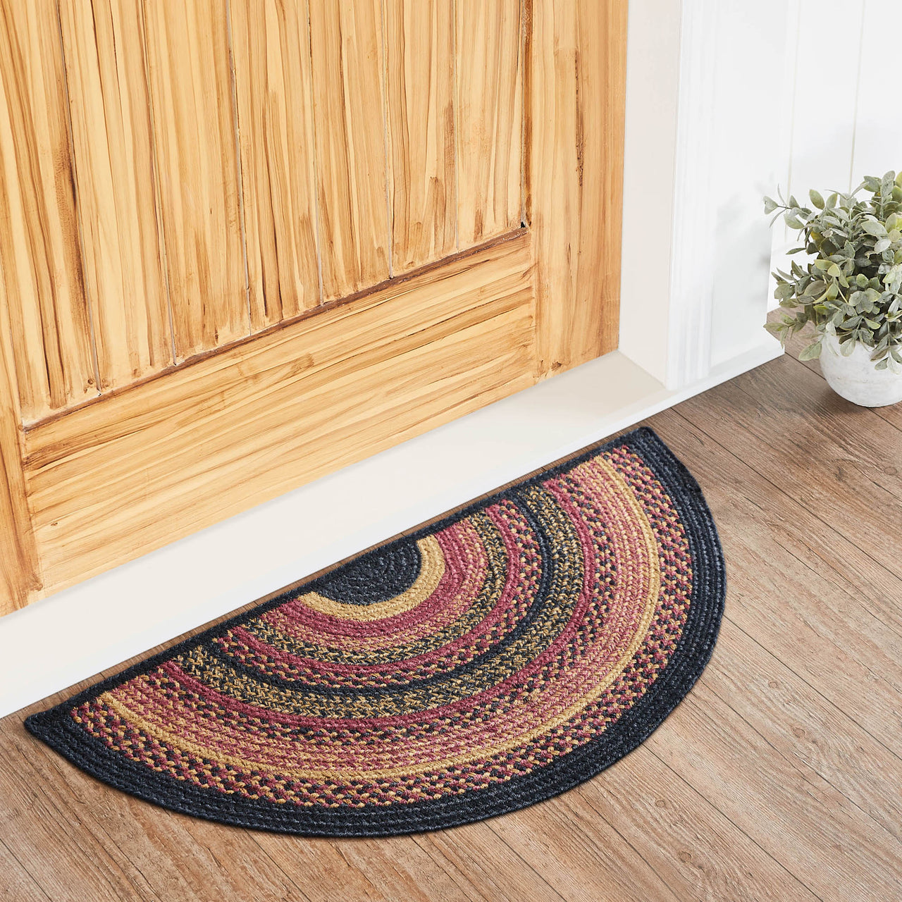 Heritage Farms Jute Braided Rug Half Circle with Rug Pad 16.5"x33" VHC Brands